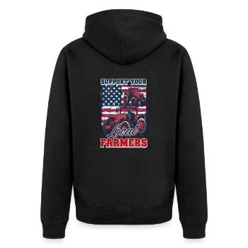Landwirte Unterstützen Sie Ihre Landwirte vor Ort - Unisex Premium Bio Zip Hoodie - Schwarz - Hinten - Nico (187cm)