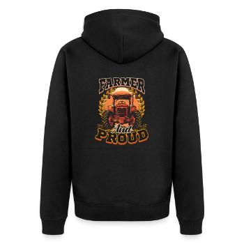 Bauer Bauer Und Stolz - Unisex Premium Bio Zip Hoodie - Schwarz - Hinten - Nico (187cm)