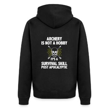 Bogenschießen Bogenschütze - Unisex Premium Bio Zip Hoodie - Schwarz - Hinten - Nico (187cm)