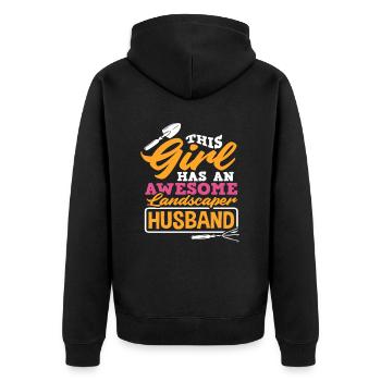Landschaftsgärtner Frau Ehefrau - Unisex Premium Bio Zip Hoodie - Schwarz - Hinten - Nico (187cm)