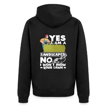 Landschaftsgärtner Rasenmähen - Unisex Premium Bio Zip Hoodie - Schwarz - Hinten - Nico (187cm)