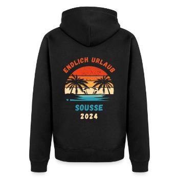 Sousse Urlaub 2024 Tunesien Urlaubsreise Idee - Unisex Premium Bio Zip Hoodie - Schwarz - Hinten - Nico (187cm)