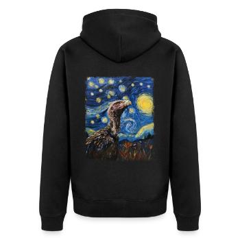 Vulture Bird Starry Night Painting - Unisex Premium Organic Zip Hoodie - black - Back - Nico (187cm)