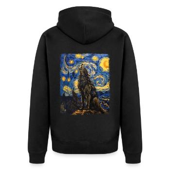 loup-garou loups hurlant peinture nuit étoilée - Veste à capuche bio Premium Unisexe - noir - Dos - Nico (187cm)