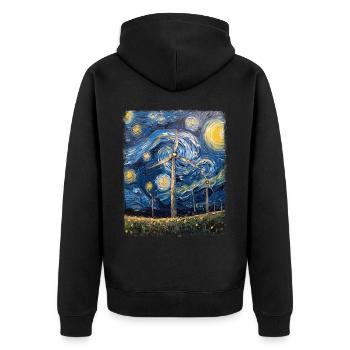 Windturbine Techniker Windmühle Sternennacht Maler - Unisex Premium Bio Zip Hoodie - Schwarz - Hinten - Nico (187cm)