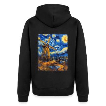 Éolienne Éolienne Peinture Nuit Étoilée - Veste à capuche bio Premium Unisexe - noir - Dos - Nico (187cm)