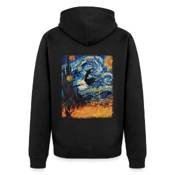 Sorcière Halloween Sorcières Occulte Nuit étoilée Peinture - Veste à capuche bio Premium Unisexe - noir - Dos - Nico (187cm)
