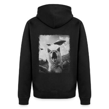 Akita chien OVNI Alien Alien Selfie - Veste à capuche bio Premium Unisexe - noir - Dos - Nico (187cm)