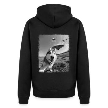 Alaskan Malamute Chien OVNI Alien Alien Sel - Veste à capuche bio Premium Unisexe - noir - Dos - Nico (187cm)