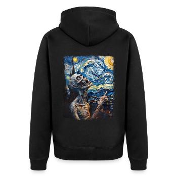 Zombie Starry Night Painting - Unisex Premium Organic Zip Hoodie - black - Back - Nico (187cm)