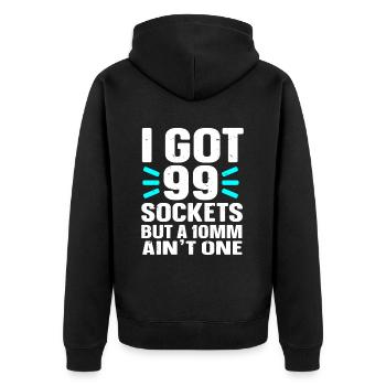 Mécanicien J’ai 99 douilles mais un 10mm n’en est pas un - Veste à capuche bio Premium Unisexe - noir - Dos - Nico (187cm)