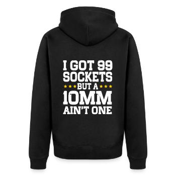 Mécanicien J’ai 99 douilles mais un 10mm n’en est pas un - Veste à capuche bio Premium Unisexe - noir - Dos - Nico (187cm)
