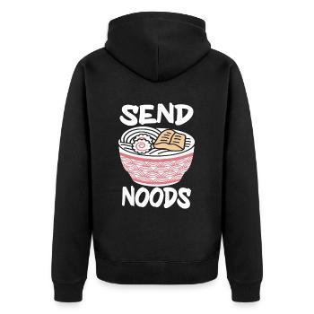 Send Noods Funny Japanese Ramen Noodle - Unisex Premium Bio Zip Hoodie - Schwarz - Hinten - Nico (187cm)