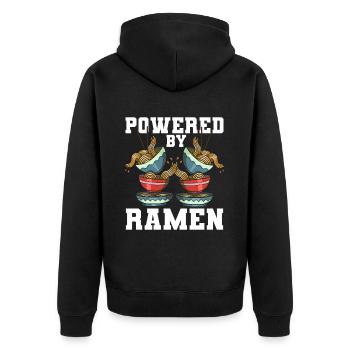 Powered By Ramen Anime Japanese Soup Cup Noodle - Unisex Premium Bio Zip Hoodie - Schwarz - Hinten - Nico (187cm)