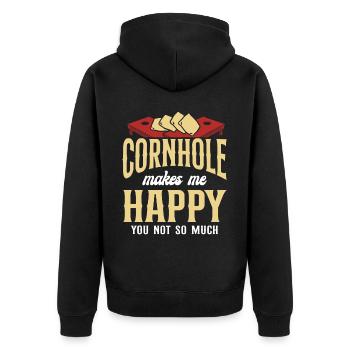 Cornhole Team Bean Bag Player - Unisex Premium Bio Zip Hoodie - Schwarz - Hinten - Nico (187cm)