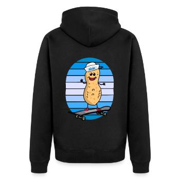 maritim Erdnuss Matrose Skater skaten Nuss Kind - Unisex Premium Bio Zip Hoodie - Schwarz - Hinten - Nico (187cm)