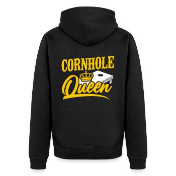 Cornhole Team Bean Bag Player - Unisex Premium Bio Zip Hoodie - Schwarz - Hinten - Nico (187cm)