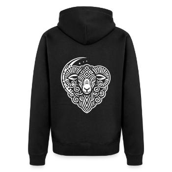 Sheep Moon Phases - Unisex Premium Organic Zip Hoodie - black - Back - Nico (187cm)