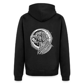 Deutsche Dogge Moon Phases - Unisex Premium Bio Zip Hoodie - Schwarz - Hinten - Nico (187cm)