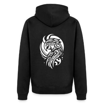 Papagei Moon Phases - Unisex Premium Bio Zip Hoodie - Schwarz - Hinten - Nico (187cm)