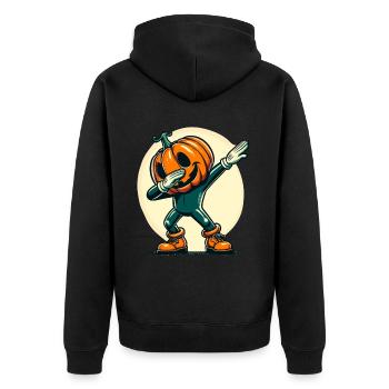 Dabbing Halloween Pumpkin Funny Dabbing Pumpkin - Unisex Premium Organic Zip Hoodie - black - Back - Nico (187cm)