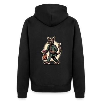 Mort-vivant Zombie Chat Mignon Halloween - Veste à capuche bio Premium Unisexe - noir - Dos - Nico (187cm)