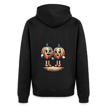 Cute Pumpkin Twins Halloween Costume Decoration - Unisex Premium Organic Zip Hoodie - black - Back - Nico (187cm)