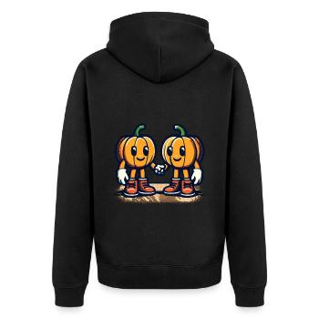 Cute Pumpkin Twins Halloween Costume - Unisex Premium Organic Zip Hoodie - black - Back - Nico (187cm)