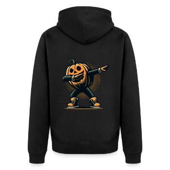 Dabbing Halloween Pumpkin Funny Dabbing Pumpkin - Unisex Premium Organic Zip Hoodie - black - Back - Nico (187cm)