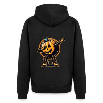 Dabbing Halloween Pumpkin Funny Dabbing Pumpkin - Unisex Premium Organic Zip Hoodie - black - Back - Nico (187cm)