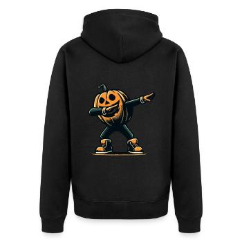 Dabbing Halloween Pumpkin Funny Dabbing Pumpkin - Unisex Premium Organic Zip Hoodie - black - Back - Nico (187cm)