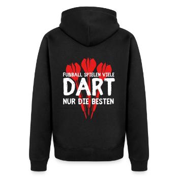 Many darts play only the best - - Unisex Premium Organic Zip Hoodie - black - Back - Nico (187cm)