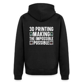 3D Drucker Filament 3D Drucken 3D Druck 3D Printer - Unisex Premium Bio Zip Hoodie - Schwarz - Hinten - Nico (187cm)