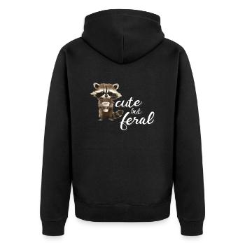 Mignon mais sauvage raton laveur dessin animé amateur de café - Veste à capuche bio Premium Unisexe - noir - Dos - Nico (187cm)