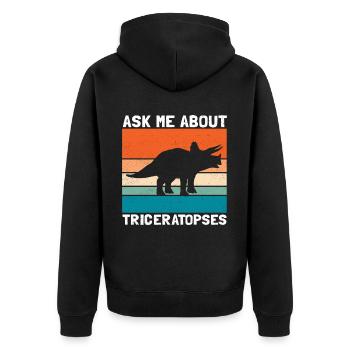 Triceratops Dinosaurier Dinos Geschenke - Unisex Premium Bio Zip Hoodie - Schwarz - Hinten - Nico (187cm)