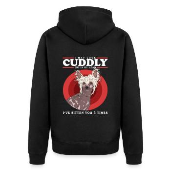 Chinese Crested Dog Chinese Crested Gift - Unisex Premium Organic Zip Hoodie - black - Back - Nico (187cm)