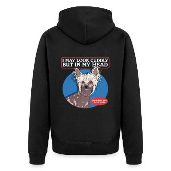 Chinese Crested Chinese Crested Dog Gift - Unisex Premium Organic Zip Hoodie - black - Back - Nico (187cm)