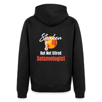 Geschüttelter, Aber Nicht Gerührter Seismologe - Unisex Premium Bio Zip Hoodie - Schwarz - Hinten - Nico (187cm)