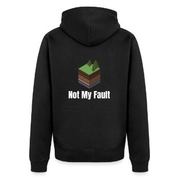 Nicht Meine Schuld, Lustiger Seismologe, - Unisex Premium Bio Zip Hoodie - Schwarz - Hinten - Nico (187cm)