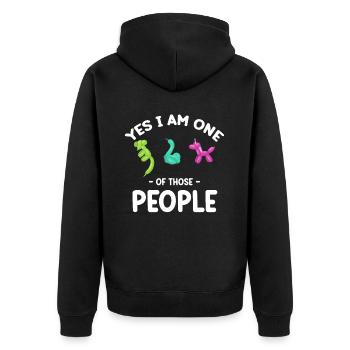 Ja, Ich Bin Einer Dieser Menschen, - Unisex Premium Bio Zip Hoodie - Schwarz - Hinten - Nico (187cm)