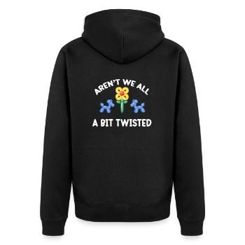 Aren't we all a bit twisted? - Unisex Premium Organic Zip Hoodie - black - Back - Nico (187cm)