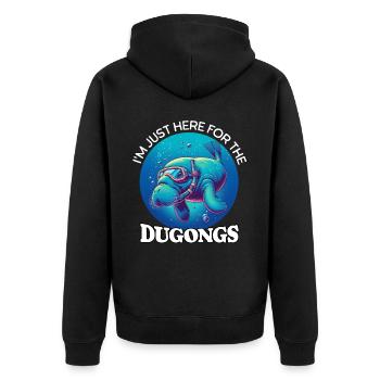 Dugong Seekuh - Unisex Premium Bio Zip Hoodie - Schwarz - Hinten - Nico (187cm)