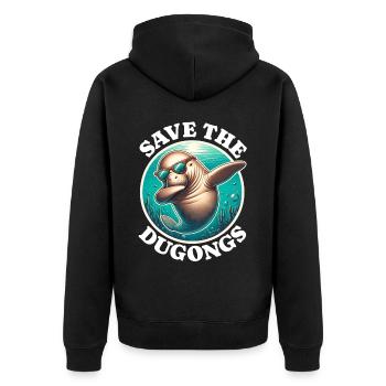 Save Dugong - Unisex Premium Organic Zip Hoodie - black - Back - Nico (187cm)