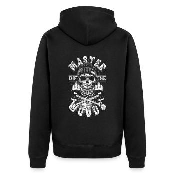 Holzfäller Baumfäller Master of the woods - Unisex Premium Bio Zip Hoodie - Schwarz - Hinten - Nico (187cm)