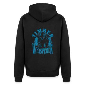 Holzfäller Baumfäller Timber whisperer - Unisex Premium Bio Zip Hoodie - Schwarz - Hinten - Nico (187cm)