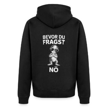 Humoristique - Avant que vous ne demandiez, non - Cool et effronté - Veste à capuche bio Premium Unisexe - noir - Dos - Nico (187cm)