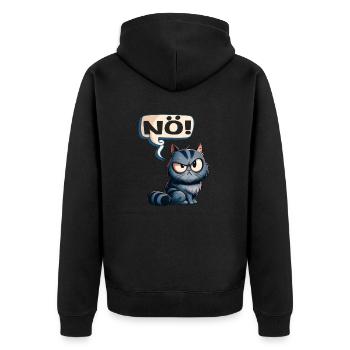 Grummelige Katze - Nö! fieses Kätzchen keine Lust - Unisex Premium Bio Zip Hoodie - Schwarz - Hinten - Nico (187cm)