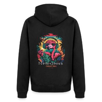 Chillout Vibes Design: Entspannt und Stilvoll - Unisex Premium Bio Zip Hoodie - Schwarz - Hinten - Nico (187cm)