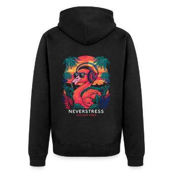 Chillout Vibes Design: Entspannt und Stilvoll - Unisex Premium Bio Zip Hoodie - Schwarz - Hinten - Nico (187cm)