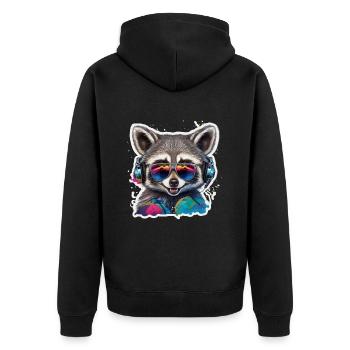 Raccoon With Headphones Graffiti Art - Unisex Premium Organic Zip Hoodie - black - Back - Nico (187cm)